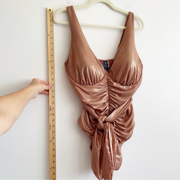 New Gabifresh swimsuits for all Rose Gold One Piece Swimsuit plunge ruched tie - Picture 10 of 12